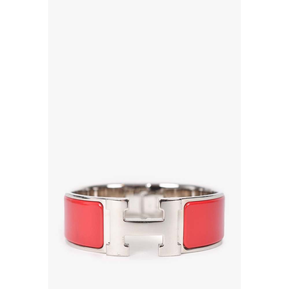 Hermès Silver/Red Enamel Clic Clac Bracelet